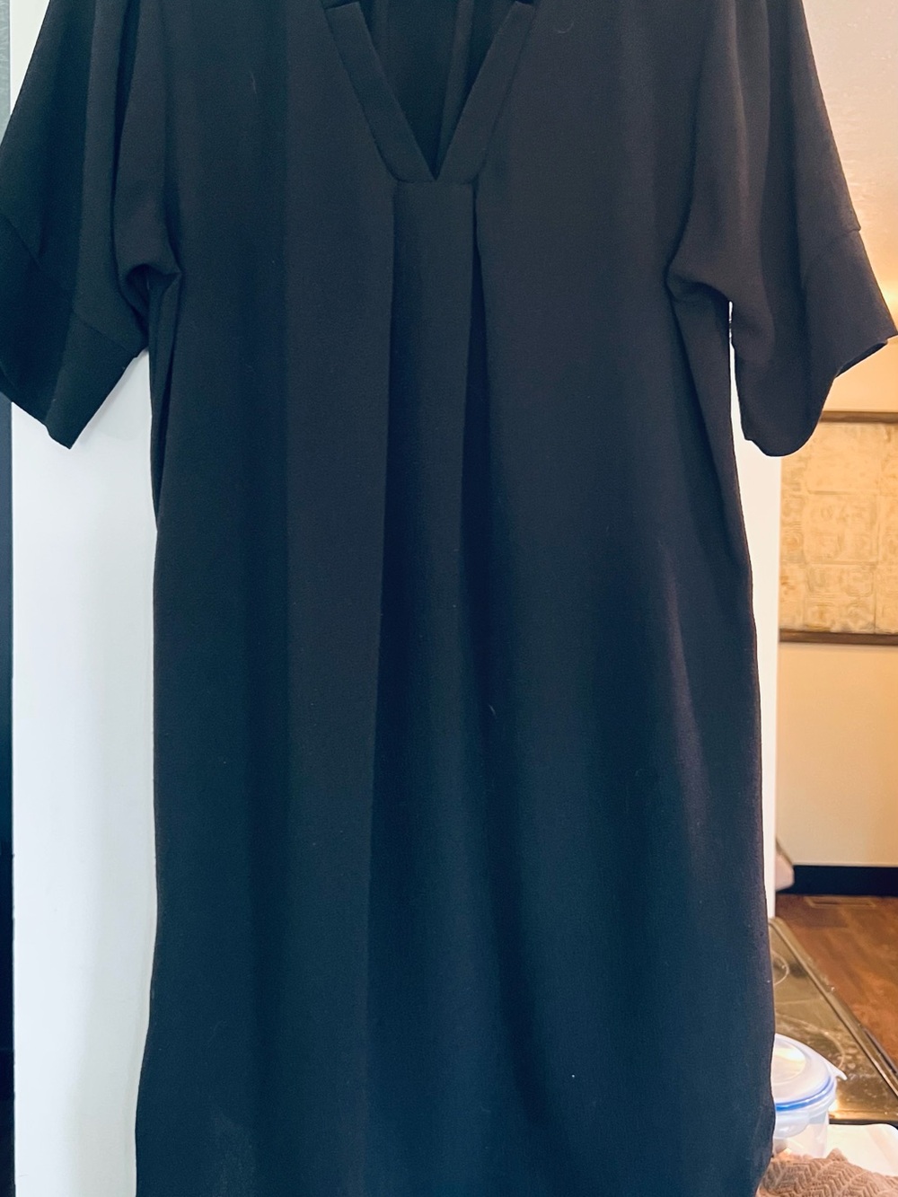 bobeau Black V-Neck Short Sleeve Tunic
